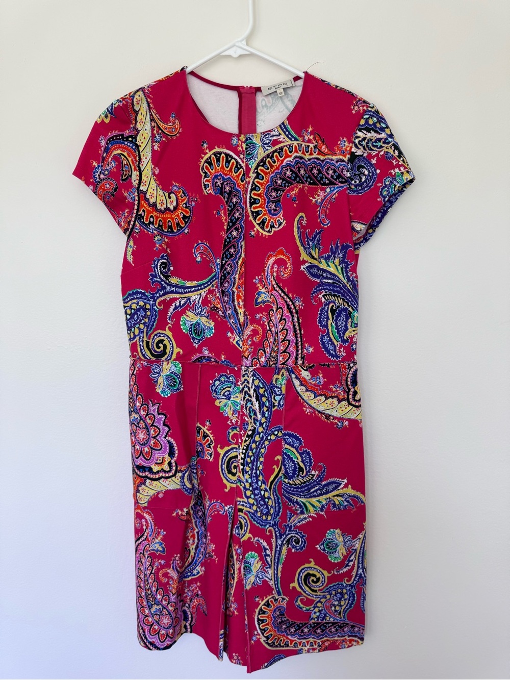 Etro Milano Knit Paisley Short Sleeve Dress Red size EU42 US6